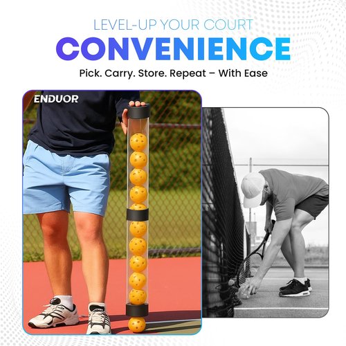 ENDUOR Collapsible Pickleball Pickup Tube for Pickleballs - Holds 17 Balls, Portable Pickleball Retriever Tool