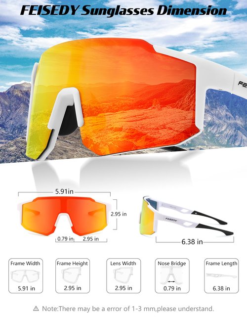 FEISEDY Polarized Sports Sunglasses for Men Women Youth - Baseball, Running, Cycling UV400 Protection 4 Lenses B0279