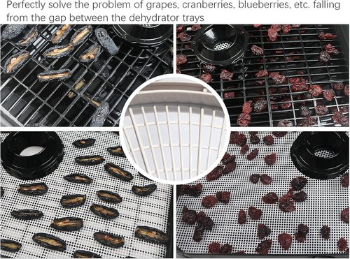 Cosori Silicone Dehydrator Tray Liners - Reusable Non-Stick Mesh Sheets, 12x13 Inch, 6-Pack for Jerky & Herbs