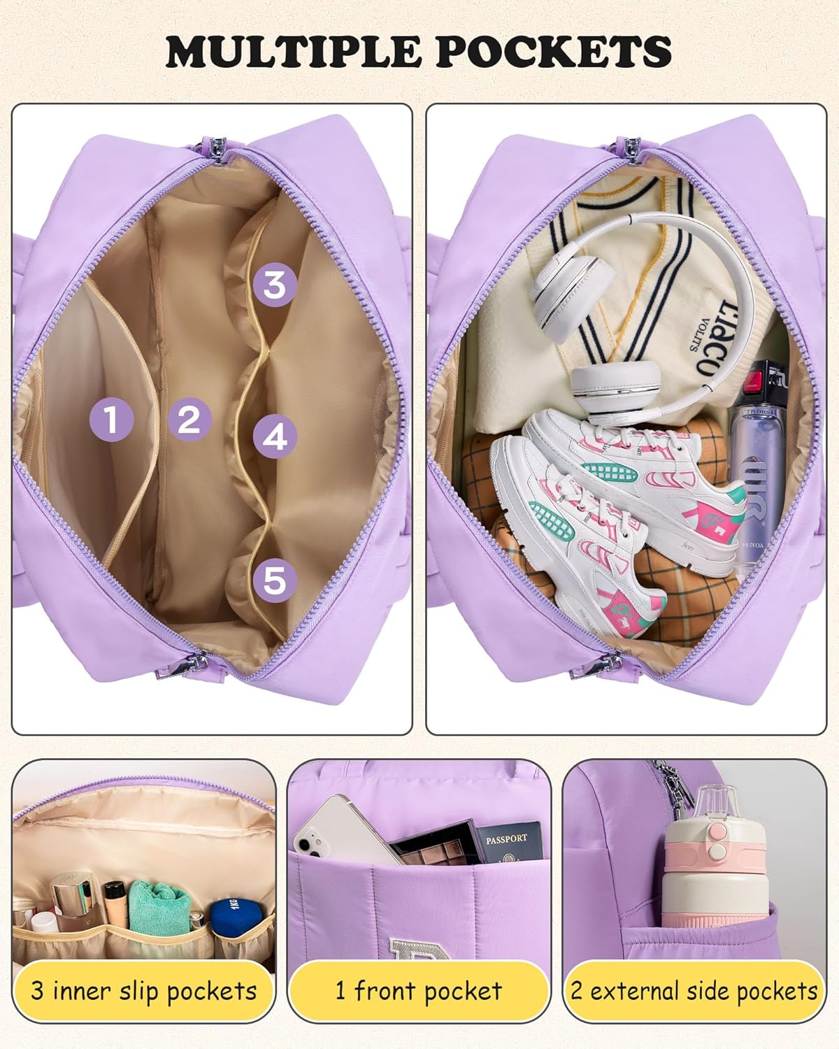 Skiennix Customizable Kids Duffle Bag | Stylish Overnight Bag with Wet Pocket for Girls