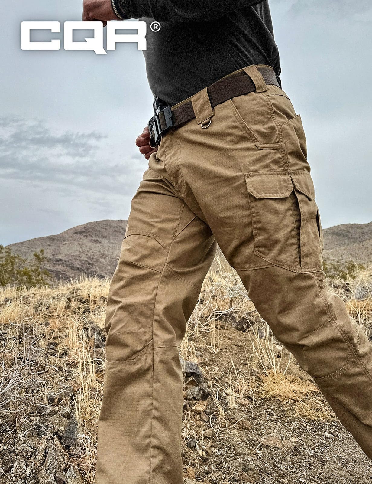 CQR Men's Tactical Pants, Water Resistant Ripstop Cargo Pants, Lightweight EDC Work Hiking Pants, Outdoor Apparel, Raider Mag Pocket Cougar, 38W x 32L