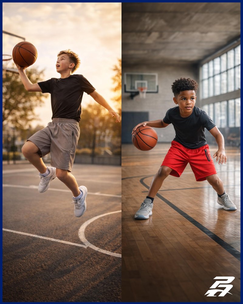 Pro Athlete Boys Basketball Shorts - 4 Pack Athletic Gym Shorts with Elastic Waistband & Zipper Pockets for Workout & Running, Size 10-12, Navy/Black/Grey/Royal