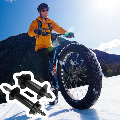 BuleVina Fat Tire Bike Wheel Part Hub, Rear Hub 195mm Front Hub 135mm 36 Holes Thread Cassette Disc Brake Cycling Accessories Through Axle Quick Release Aluminum Alloy Hubs for 26x4.0 Snow Bicycle