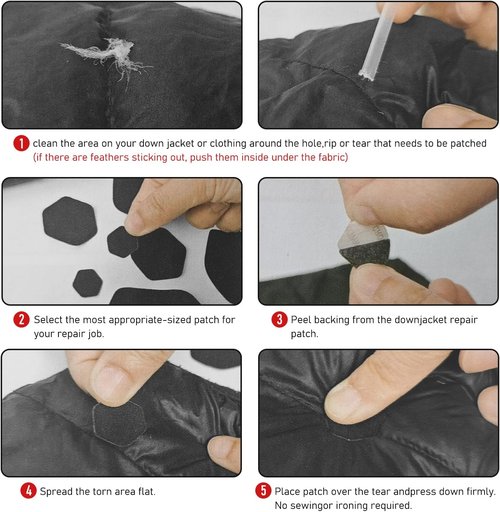 Down Jacket Repair Patches by [Brand Name] - Waterproof Self-Adhesive Nylon Fabric Repair | Ideal for Jackets, Tents & Outdoor Gear
