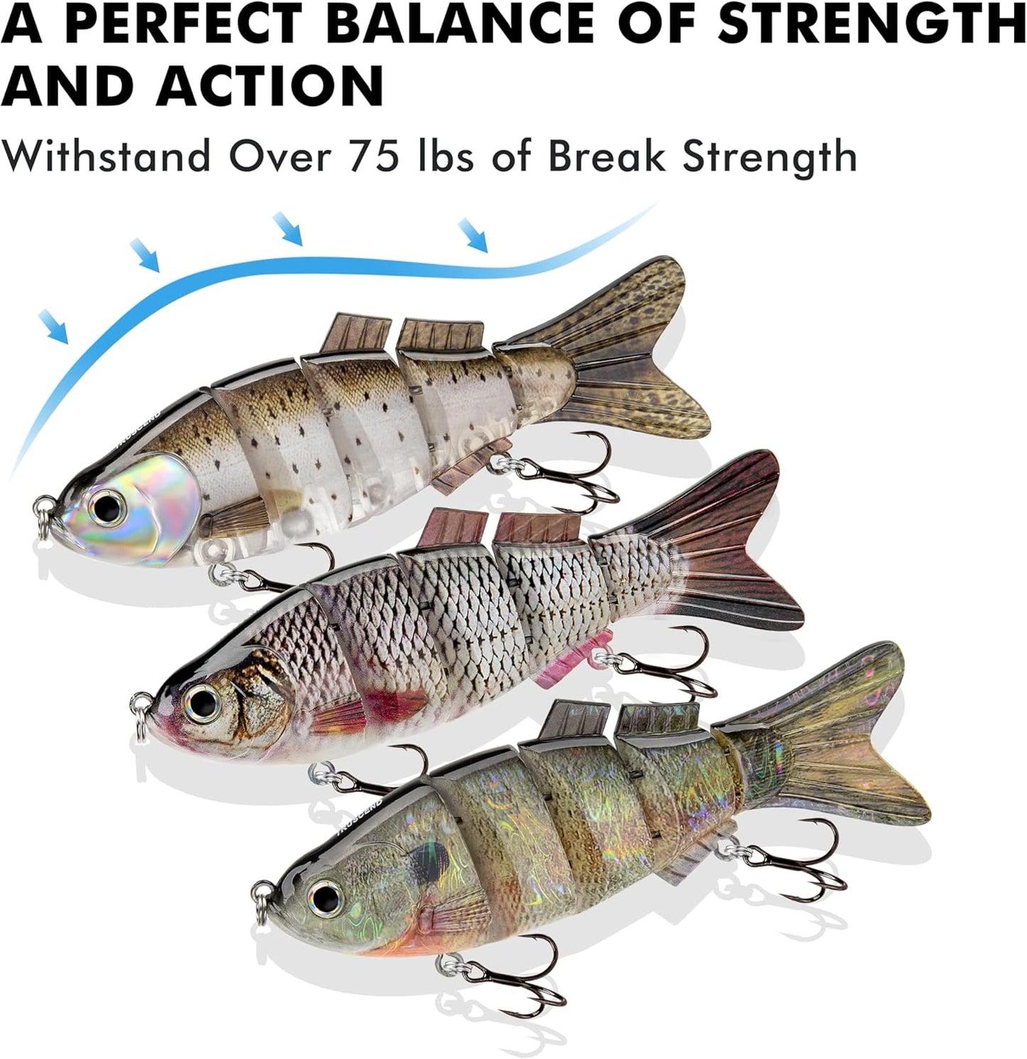 TRUSCEND Swimmax Fishing Lure - Easy Catch Jointed Swimbait with BKK Hook for Bass, Trout & Crappie