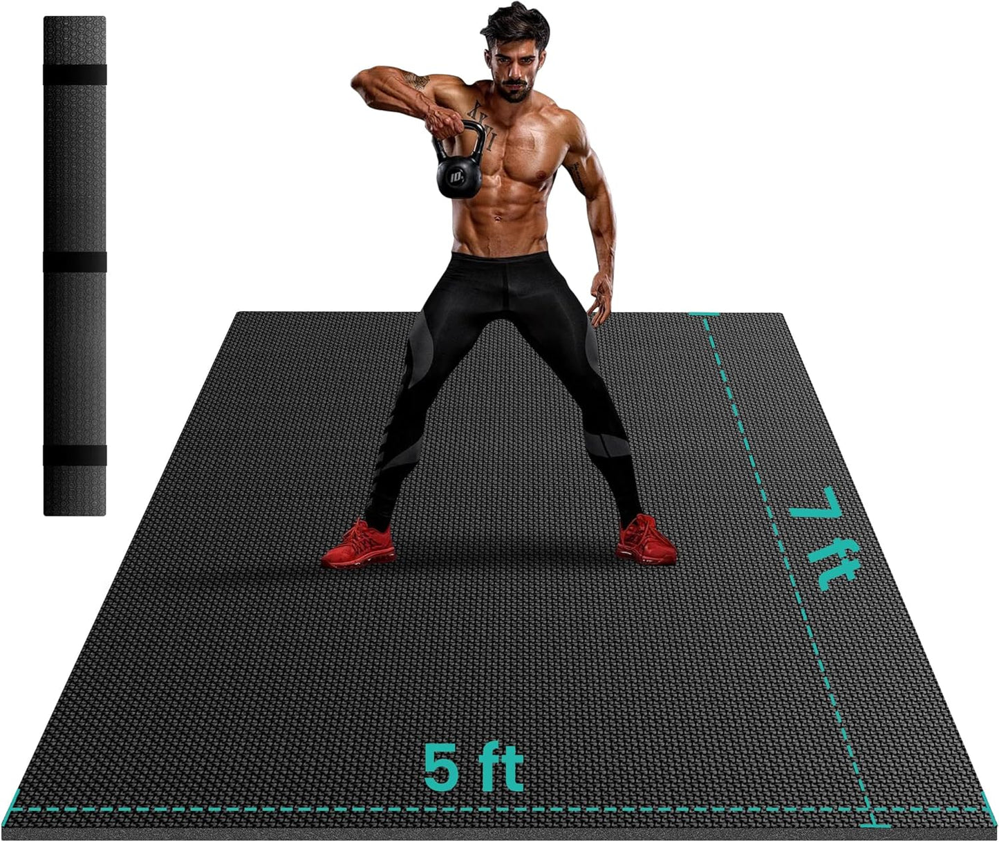 Stepwaver Extra Large Exercise Mat - Non-Slip, Ultra Durable 8mm Thick Gym Flooring | 7'x5', 8'x6', 10'x6' Sizes