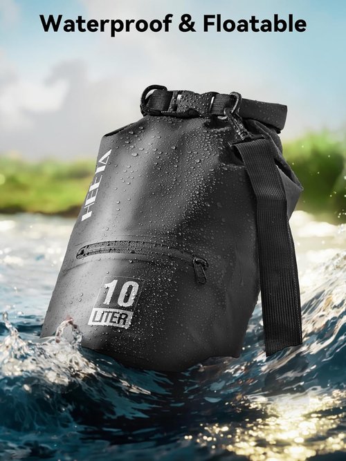HEETA Waterproof Dry Bag - Lightweight Roll Top Storage with Front Zippered Pocket | 5L/10L/20L/30L/40L for Travel, Kayaking & Hiking