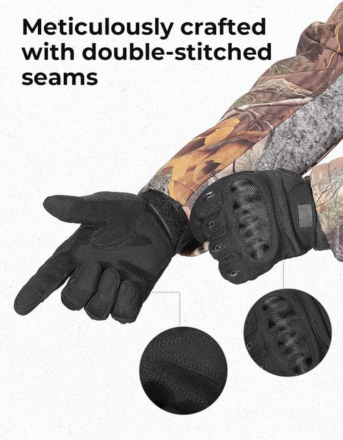 KEMIMOTO Tactical Gloves - Touchscreen Motorcycle Gloves with Hard Shell & Palm Padding | Ideal for Sports, Cycling & Hunting