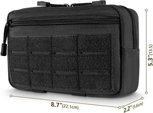 **Skiennix Tactical MOLLE Admin Pouch - Laser Cut EDC Utility Bag with US Flag Patch & Keychain**