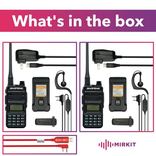 Mirkit 2хTP8PRO Baofeng Two Way Radio Long Range 8W - Walkie Talkies with USB Type-C Charging Accessories: Battery 1800mAh, FTDI Baofeng Programming Cable, Lanyard VHF 144-148/UHF 420-450