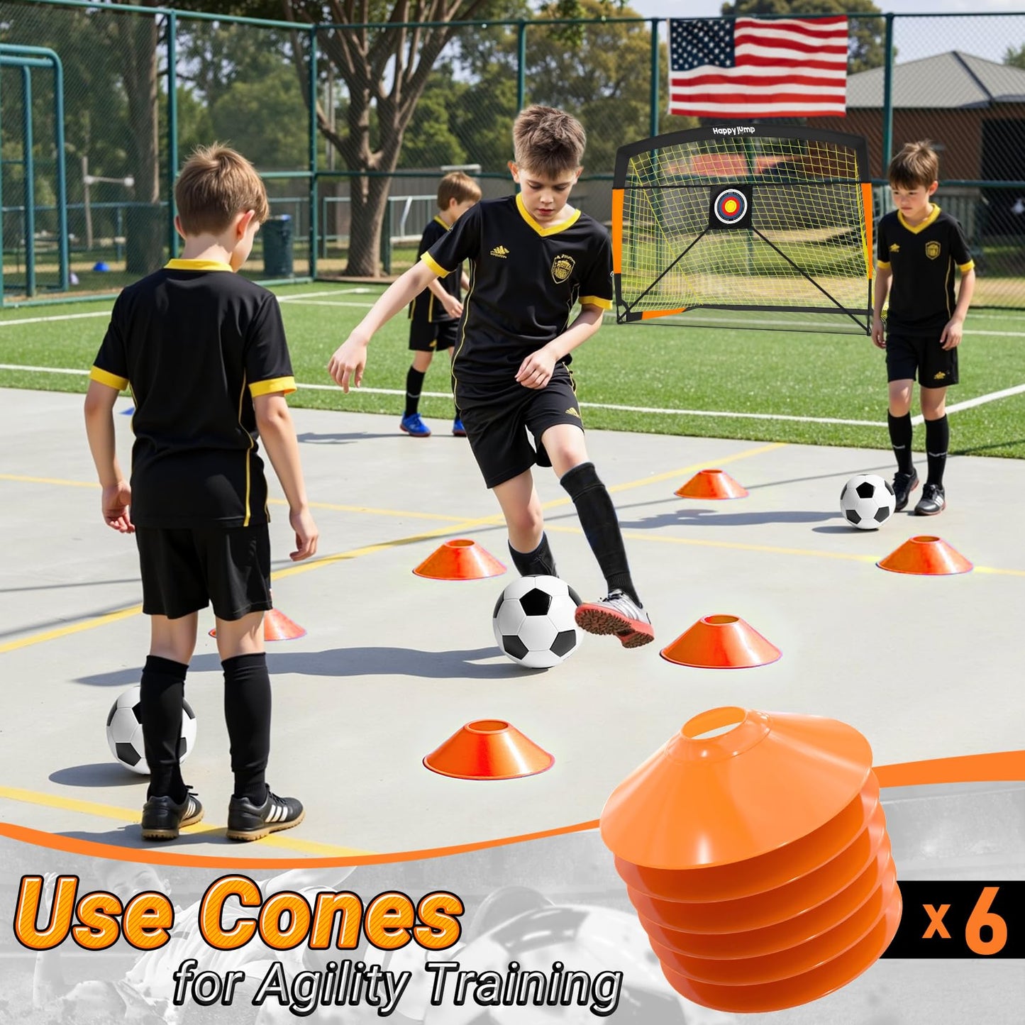 Happy Jump Kids Backyard Soccer Goals 7x5 & 5x3.6 FT, Portable Outdoor Play