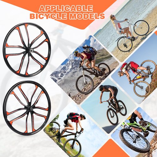 24 Inch Mountain Bike Wheelset, Lightweight Aluminum Alloy Disc Brake Wheels, 10 Spokes, 7-12 Speeds Threaded Freewheel, Universal Fit for 6 Bolts Disc Brake Mountain/Folding/Cruiser/BMX/Kids Bike