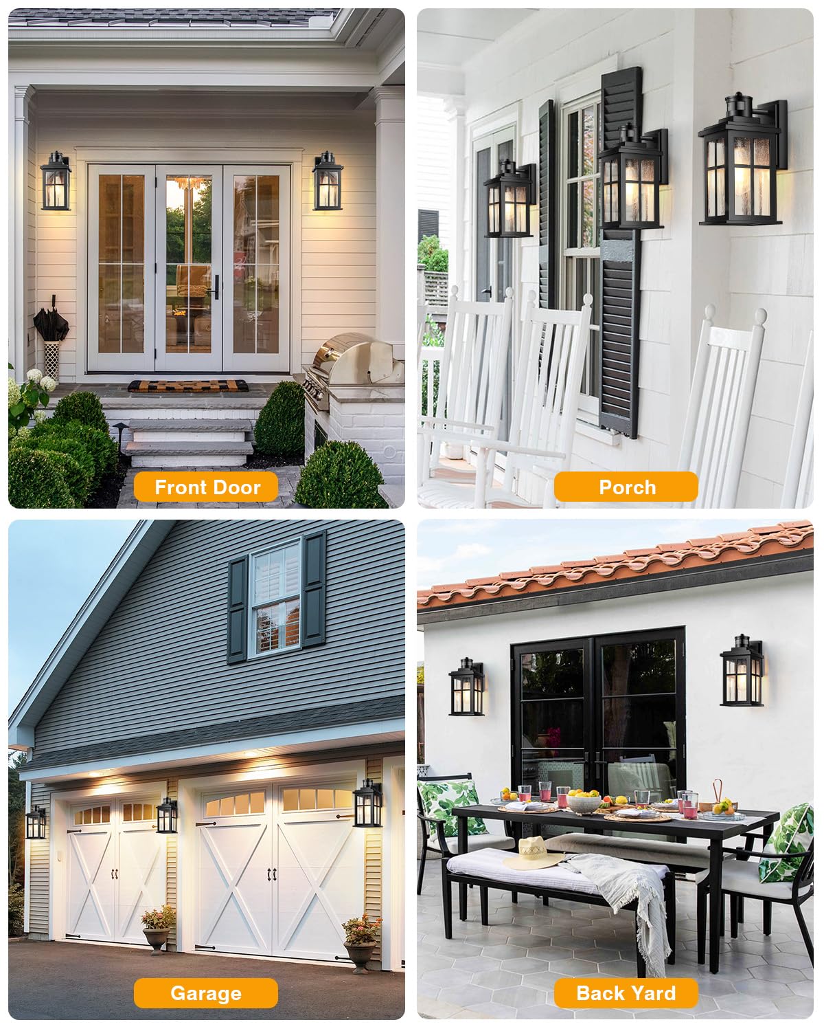 VIANIS Motion Sensor Porch Lights Outdoor, 2 Pack Black Exterior Lighting Fixtures for House, Waterproof Outdoor Wall Sconce Wall Mount, Modern Outside Wall Lantern with Dusk to Dawn for Garage, Patio