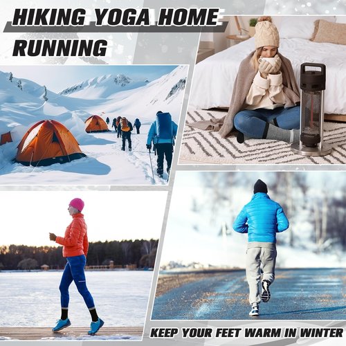 Cutecrop 2 Pairs Alpaca Wool Hiking Socks for Men Women Alpaca Wool Blend Thick Thermal Winter Crew Boot Socks(Dark Gray and Black,8-10)