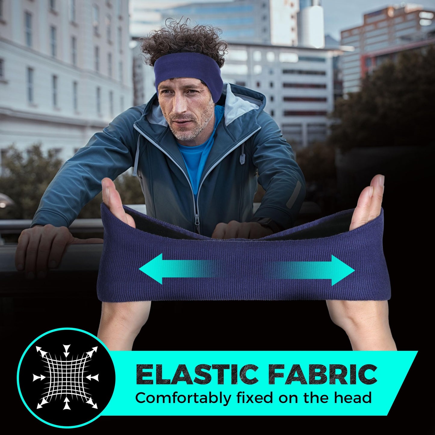 WTACTFUL Winter Ear Warmer Fleece Headband for Men Double-Layer Ear Muffs for Winter Headbands for Women Thermal Ear Covers for Cold Weather Ski Running Cycling Hiking Blue