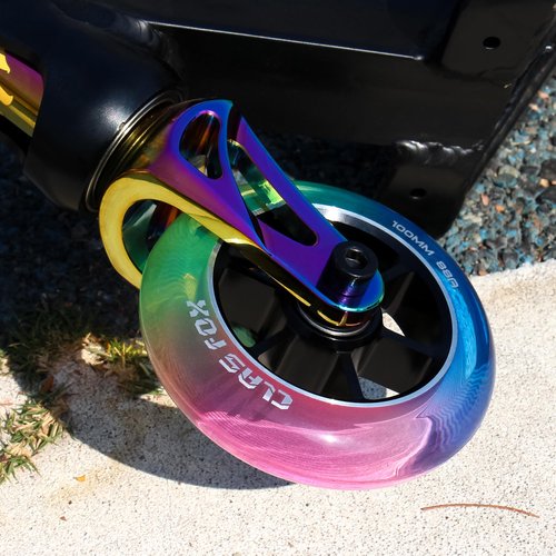 CLAS FOX Mixture Wheels 88A Pro Stunt Scooter Wheels One Pair with ABEC-9 Bearings CNC Metal Core (2pcs) (Red+Yellow+Blue, 100mm)