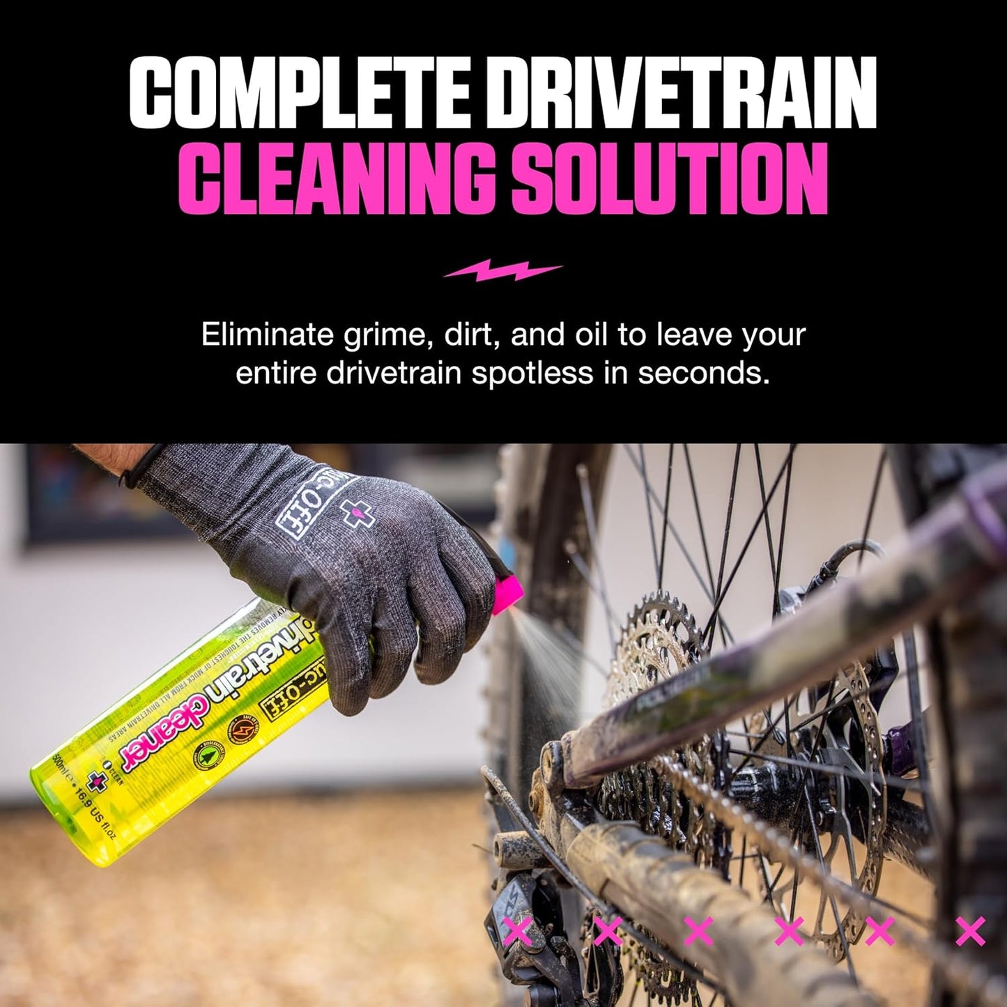 Muc-Off Bio Drivetrain Cleaner - Biodegradable Bicycle Chain Cleaner & Degreaser Spray | All Bike Types