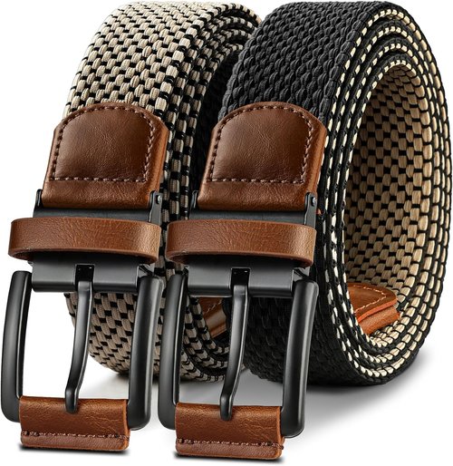 BULLIANT Men's Reversible Golf Belt - Stretch Braided Design | Perfect Gift, 1 3/8" - 2" Size