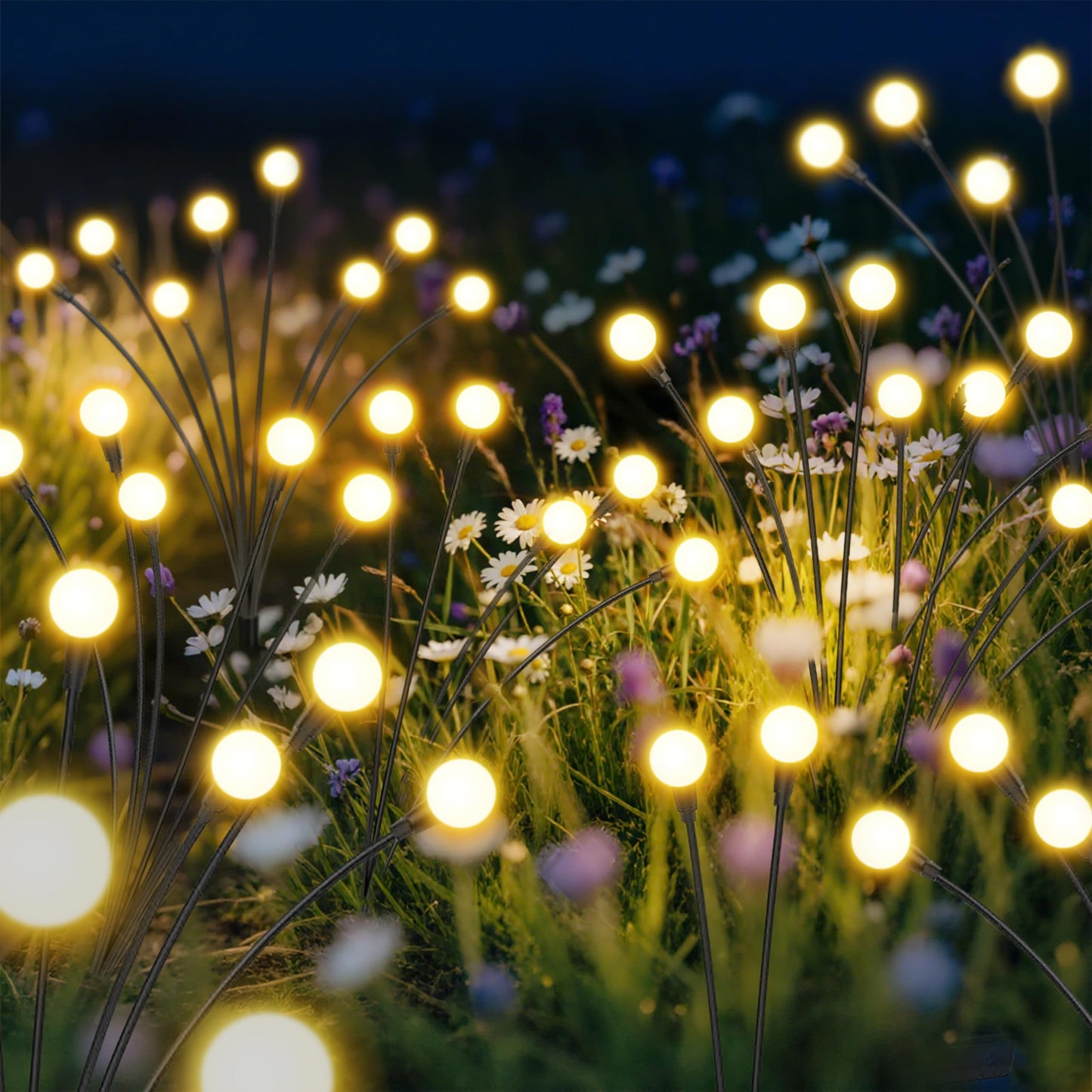 Solar Firefly Lights Outdoor,4Packs 32LEDs,Firefly Lights Outside for Garden Yard Patio Decor,Solar Outdoor Fairy Garden Light,Gardening Landscape Decor