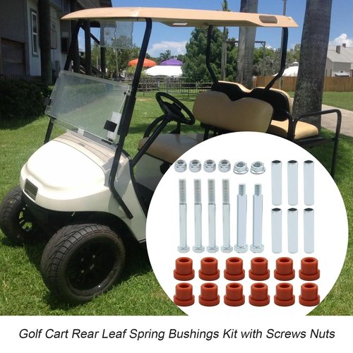 Hoypeyfiy 14158-G1 Golf Cart Rear Leaf Spring Bushings Kit with Screws Nuts, Replacement for EZGO TXT/Medalist 1994-present, Replaces 12262-G1 11098-G5 00665-G9