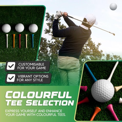 Wood Golf Tees 4" - Standard Golf Tees for Men and Women, Golf Accessories - 100 Pack (Natural)