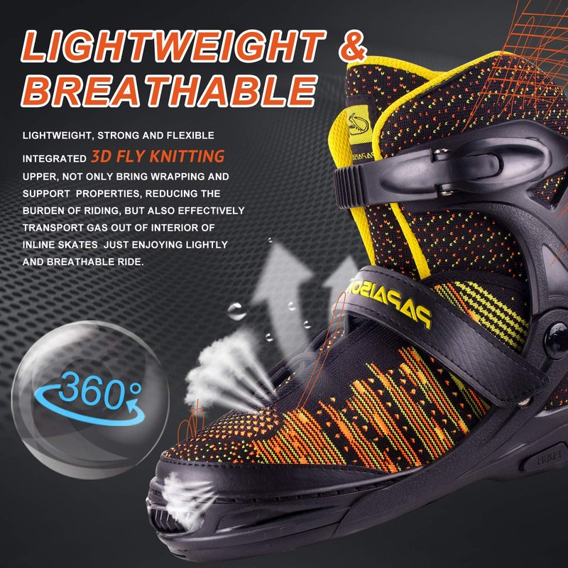 PAPAISON Inline Skates for Boys and Girls with Full Light up Wheels, Beginner Adjustable Illuminating Roller Skates for Kids Youth Women and Men