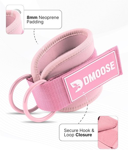 DMoose Fitness Ankle Strap - Premium Padded Cuffs for Cable Machines | One Size Fits All for Booty & Leg Workouts