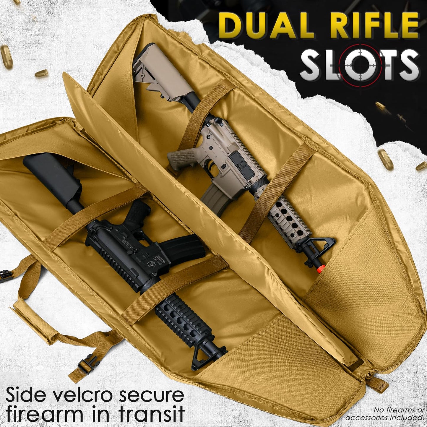 DULCE DOM Double Rifle Case 36'' Soft Gun Bag Tactical Backpack with Movable Divider for Hunting Shooting Range, MOLLE System Multiple Magazine Pouches & Accessory Bags (KHAKI)
