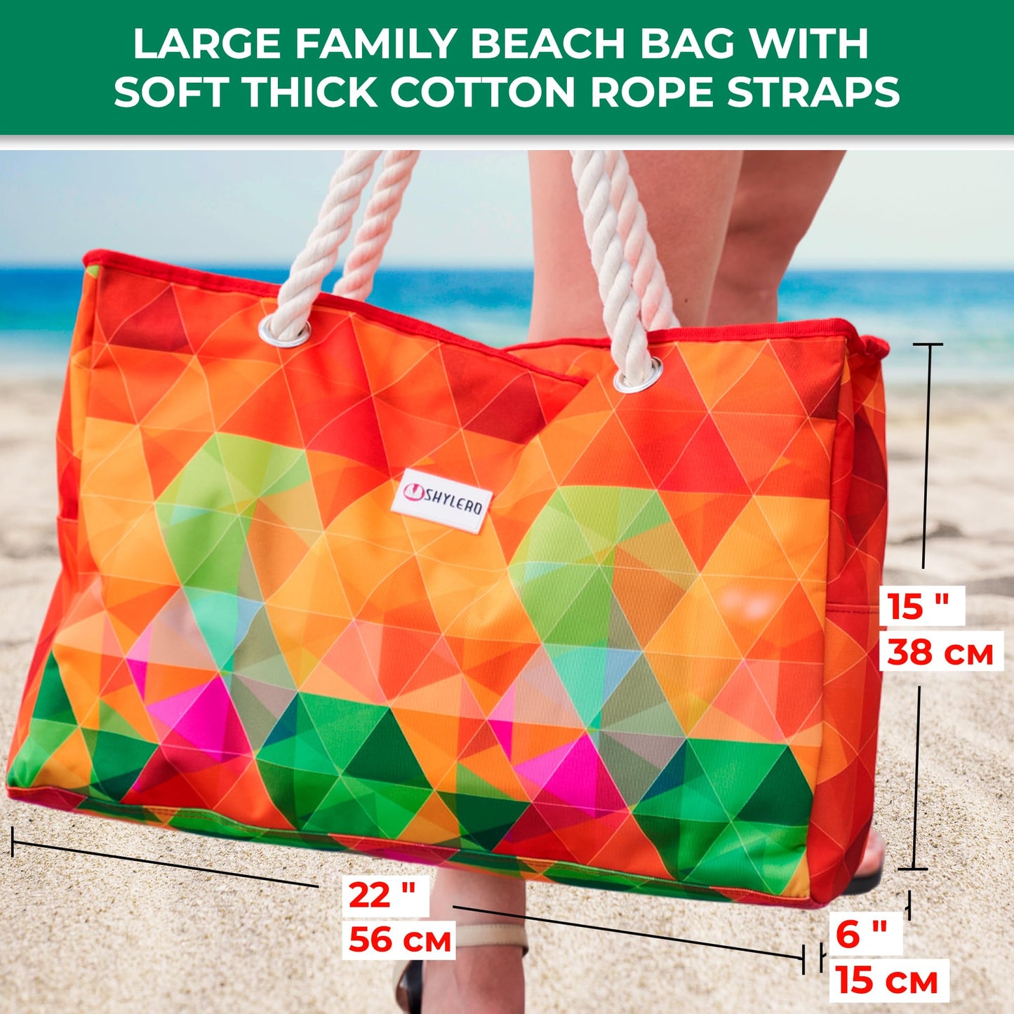 SHYLERO Beach Bag and Pool Bag. Has Airtight Pouch, Key Holder. Beach Tote is Zippered, Waterproof (IP64) - L22xH15xW6