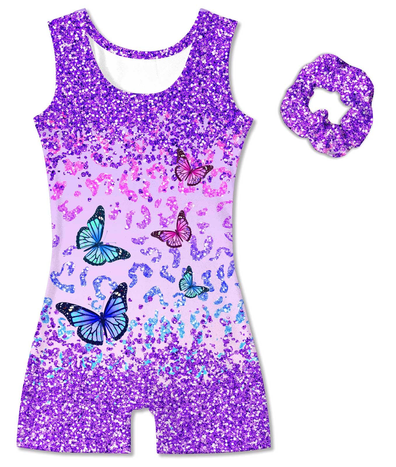 Vogseek Gymnastics Leotards for Girls Butterflyss Unitards Purple Size 10