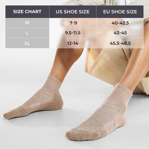 CS CELERSPORT 6 Pack Men's Ankle Socks with Cushion, Sport Athletic Running Socks, Brown Mixed, Large