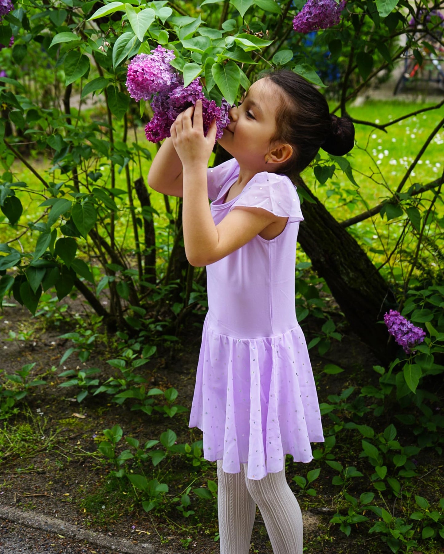 Stelle Ballet Leotards for Girls Dance Leotard with Shiny Skirt Toddler Pink Ballet Outfit Ruffle Sleeve Kids Dance Dress (Lavender,2-3T)