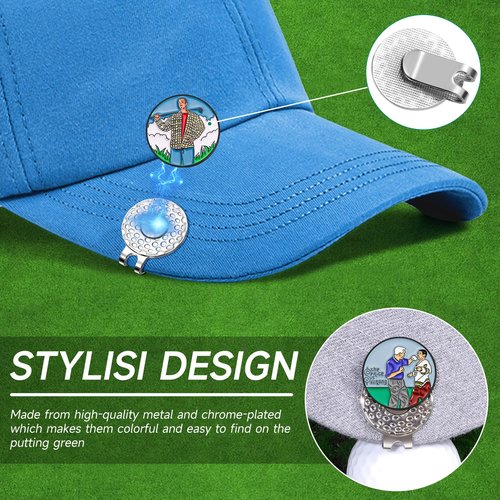Jecten Funny Magnetic Ball Markers Clips, Humorous Enamel Golf Ball Markers for Putting Green, Happy Magnetic Golf Hat Clip with Golf Ball Marker for Golf Lovers Gifts
