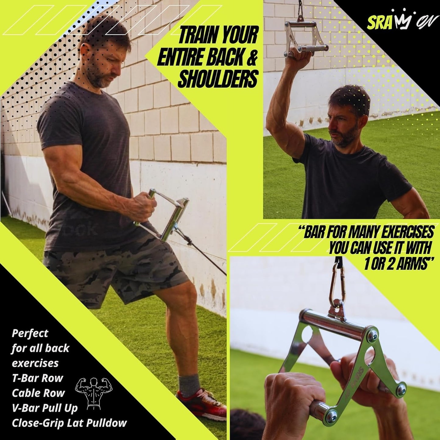 V Bar Attachment | Landmine Handle & T Bar Row Attachment - Durable Steel, USA Patented