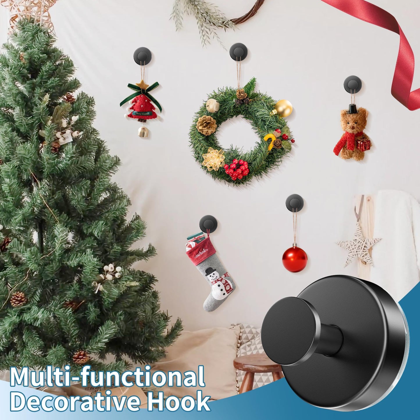 Deluwire Suction Cup Hooks for Shower,3 Packs Wall Mount Towel Holder,Removable Shower Towel Suction Hooks for Bathroom Wall,Kitchen,Glass,Mirror,Tile to Hang Robes,Loofah-Black