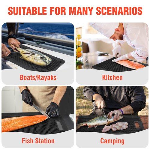 FLISSA Nonslip Fish Fillet Mat with Measuring Scale, 24"*13", Durable & Portable Fish Cleaning Mat for Easy Filleting, Large Fish Mat for Fish Cleaning and Cutting Board