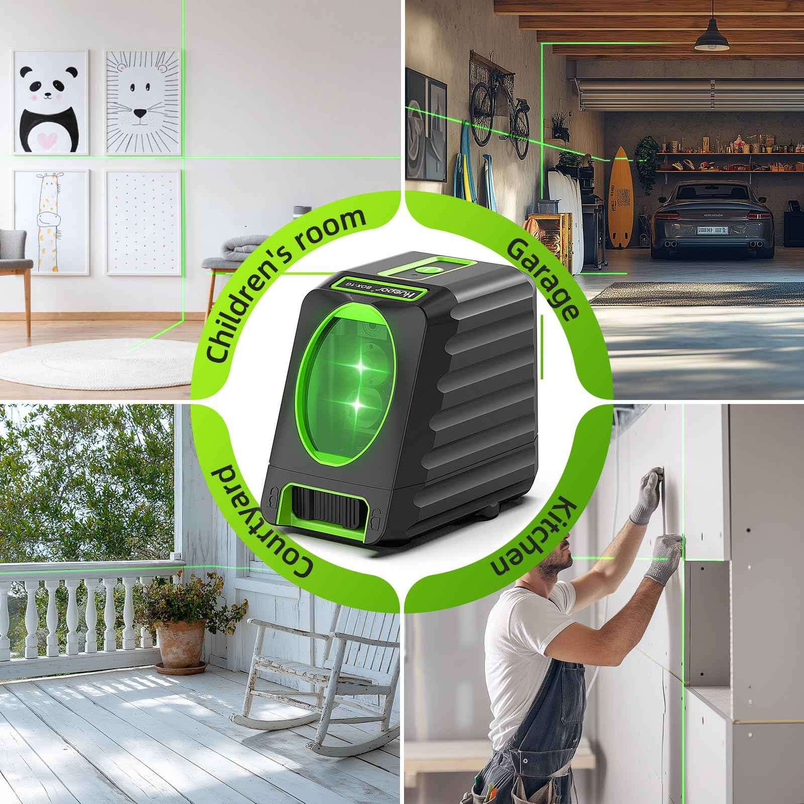 Laser Level with 26in Tripod, Huepar 150°/150Ft Self Leveling Lazer Leveler Tool with Pulse Mode (197Ft), Switchable Green Cross Line for Picture Hanging, Tile, DIY/Construction Project