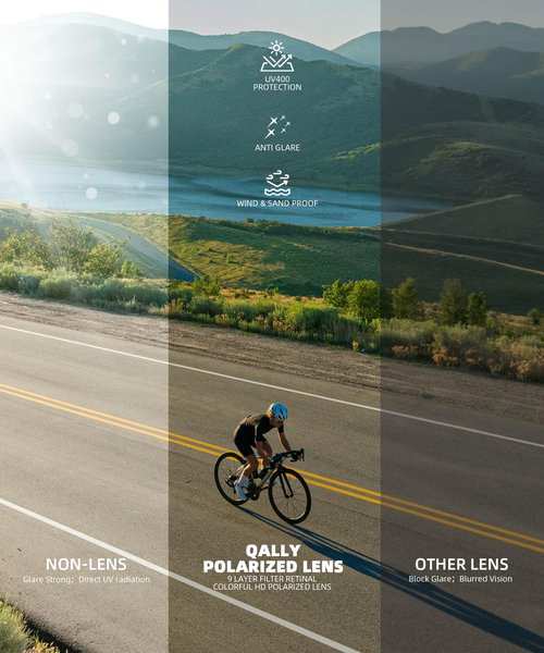 QALLY Polarized Sunglasses Men Sports Sunglasses for Men UV400 Sunglasses for Driving Golf Cycling Fishing Running
