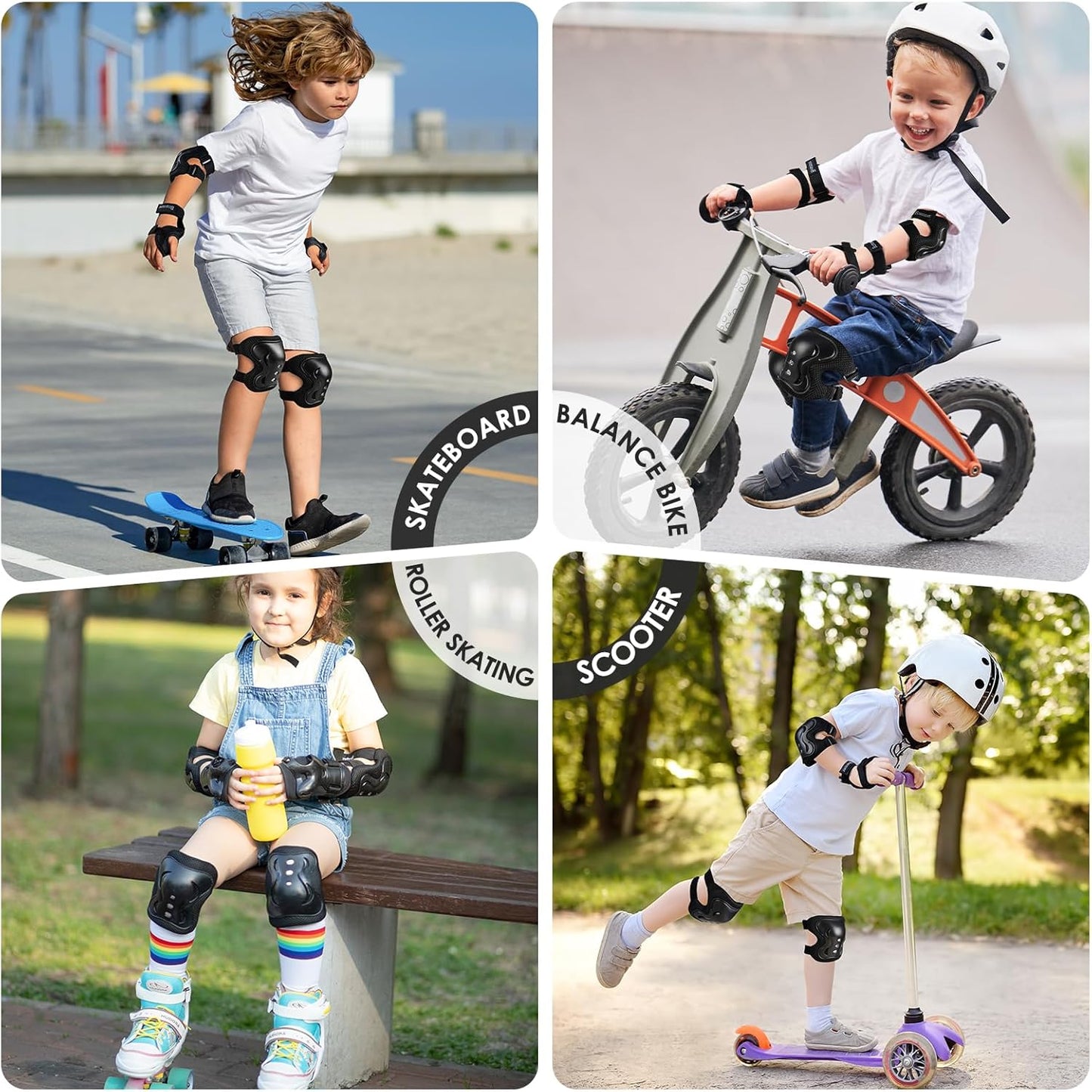 BOSONER Kids Protective Gear Set - Knee & Elbow Pads for Roller Skating, BMX, and Cycling