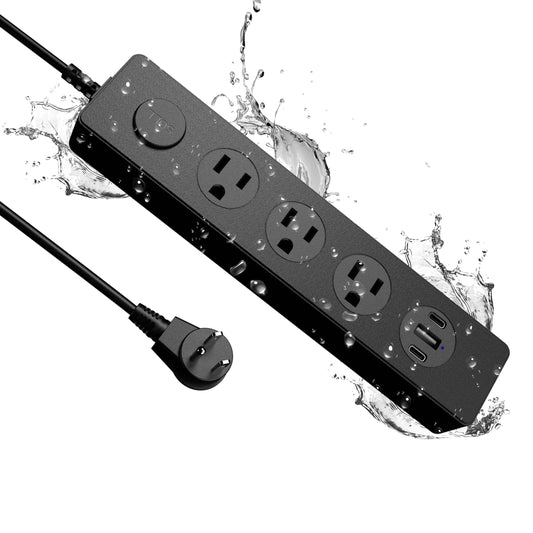 SOLL IPX9 Outdoor Power Strip Weatherproof, Surge Protector Power Strip with 3 Outlet and 3 USB Charging Ports(2 USB C), 5.18FT Extension Cord for Patio, Garden, Bathroom, Kitchen, Garage, Office