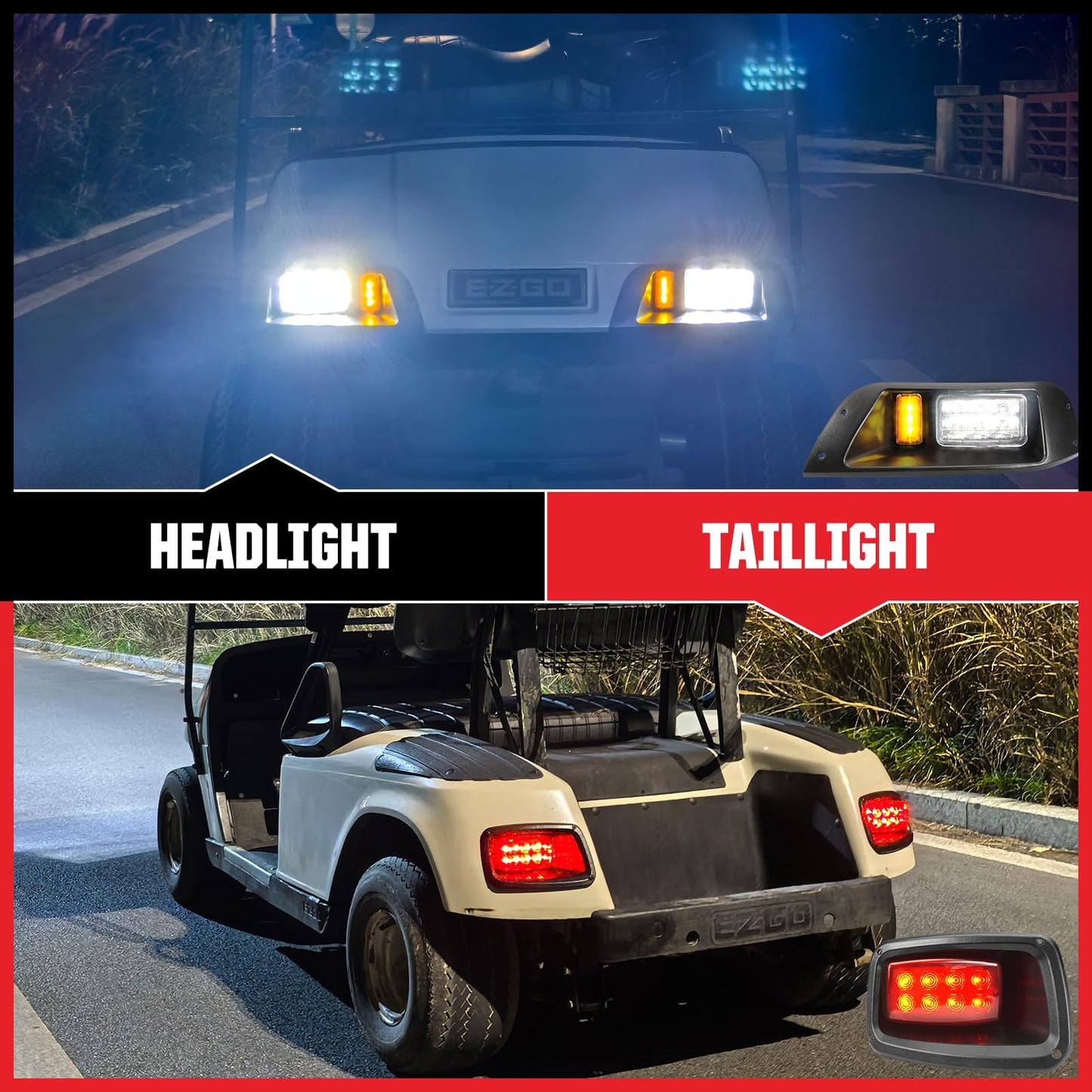 VYYOKMU LED Headlight and Tail Light Kit for EZGO TXT 1996-2013 Gas and Electric, Street Legal 12V LED Kit