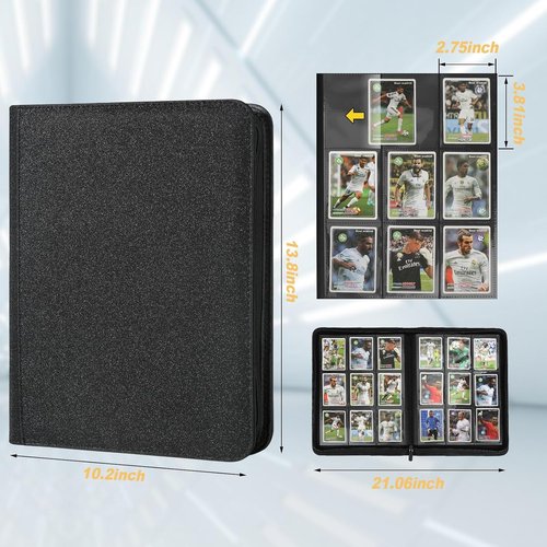 GERMUN Trading Card Binder - Premium 9 Pocket Album for 540 Cards | Double-Sided, Black Cover