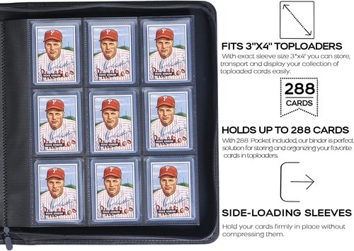 D DACCKIT Top Loader Binder - Holds 288 Cards | 9-Pocket Design for 3" x 4" Trading & Sports Cards - Classic Black