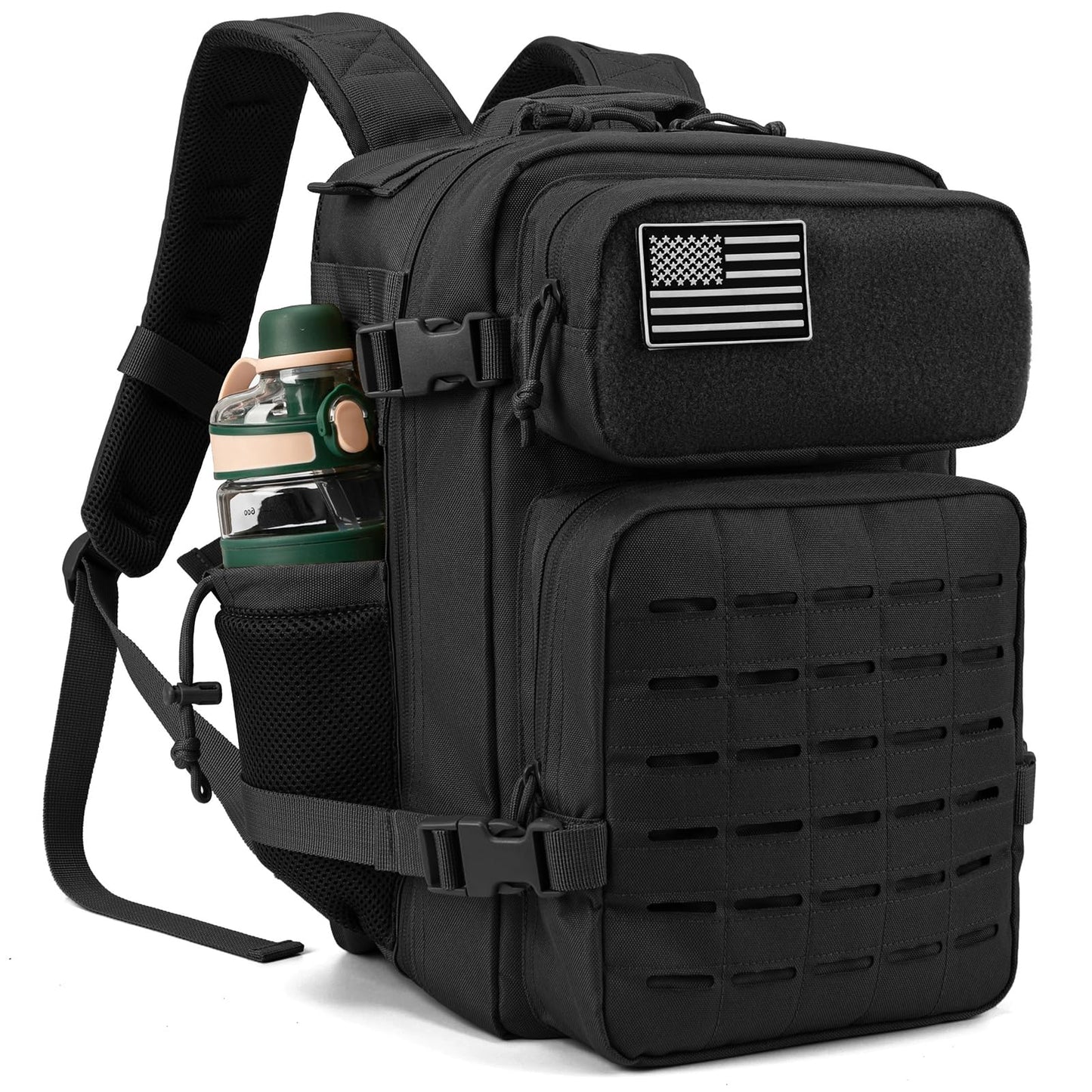 QT&QY 25L/45L Military Tactical Backpack For Men Molle Daypack 3 Day Bug Out Bag Hiking Rucksack With Bottle Holder