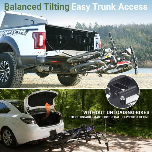 Bike Rack for 2 Bikes - Skiennix Heavy-Duty 100 lbs Capacity | Fits 16-29'' Bikes, Tilting & Folding Design
