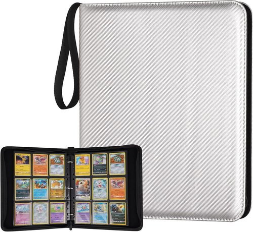 GERMUN 9 Pocket Card Binder - Premium Zip Trading Card Album for MTG, TCG & Sports Cards | Silver, 720 Double-Sided Pockets
