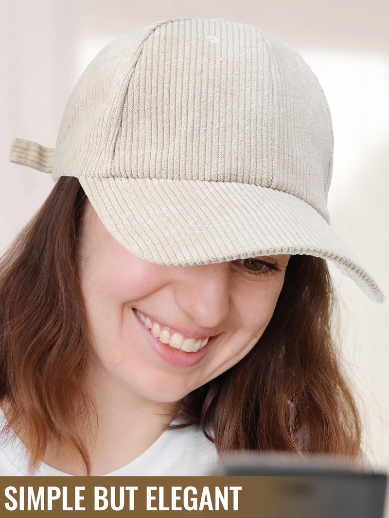 Vicenpal 4 Pcs Unisex Corduroy Baseball Cap Trucker Cap Corduroy Hat with Adjustable Straps for Outdoor Travel