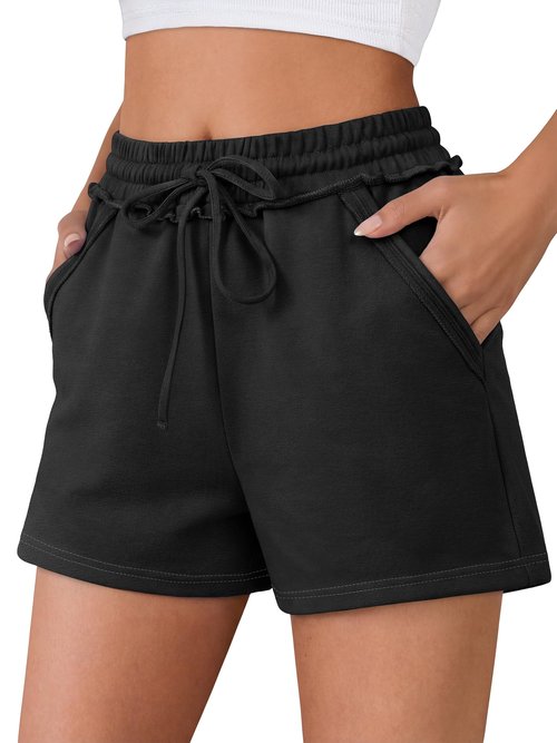 ANRABESS Womens Sweat Shorts Summer Casual Loose Athletic Workout Drawstring Comfy Running Shorts Beach Vacation Clothes Black M