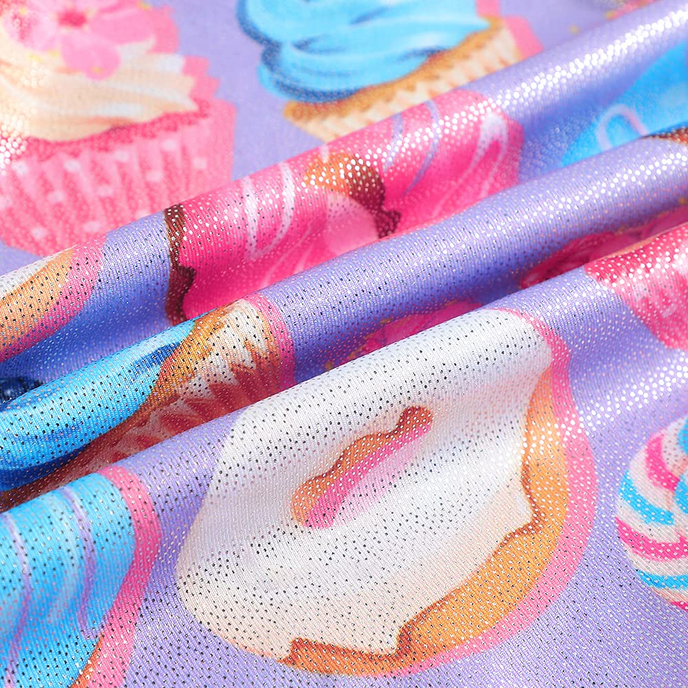 Belovance Leotards for Girls Gymnastics Unicorn Athletic Dance Wear Shiny Rainbow Blue Hotpink (Donuts Purple, 5/6 Years)