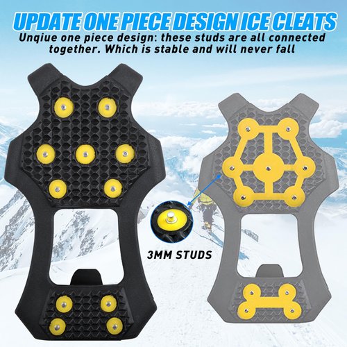 Ice Cleats for Shoes and Boots Snow Walk Traction Cleats Crampons Anti Slip 11 Studs Ice Snow Grippers Overshoe for Walking on Ice and Snow (X-Large(10-13.5 men/11.5-14 Women))
